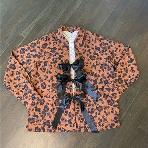 NWT Express Cheetah Print tie front quilted jacket